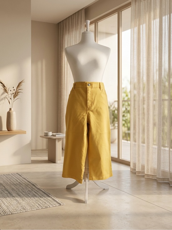 Kim Rogers Pants - Kim Rogers Yellow High Rise Wide Leg Cropped Pants - Size 12